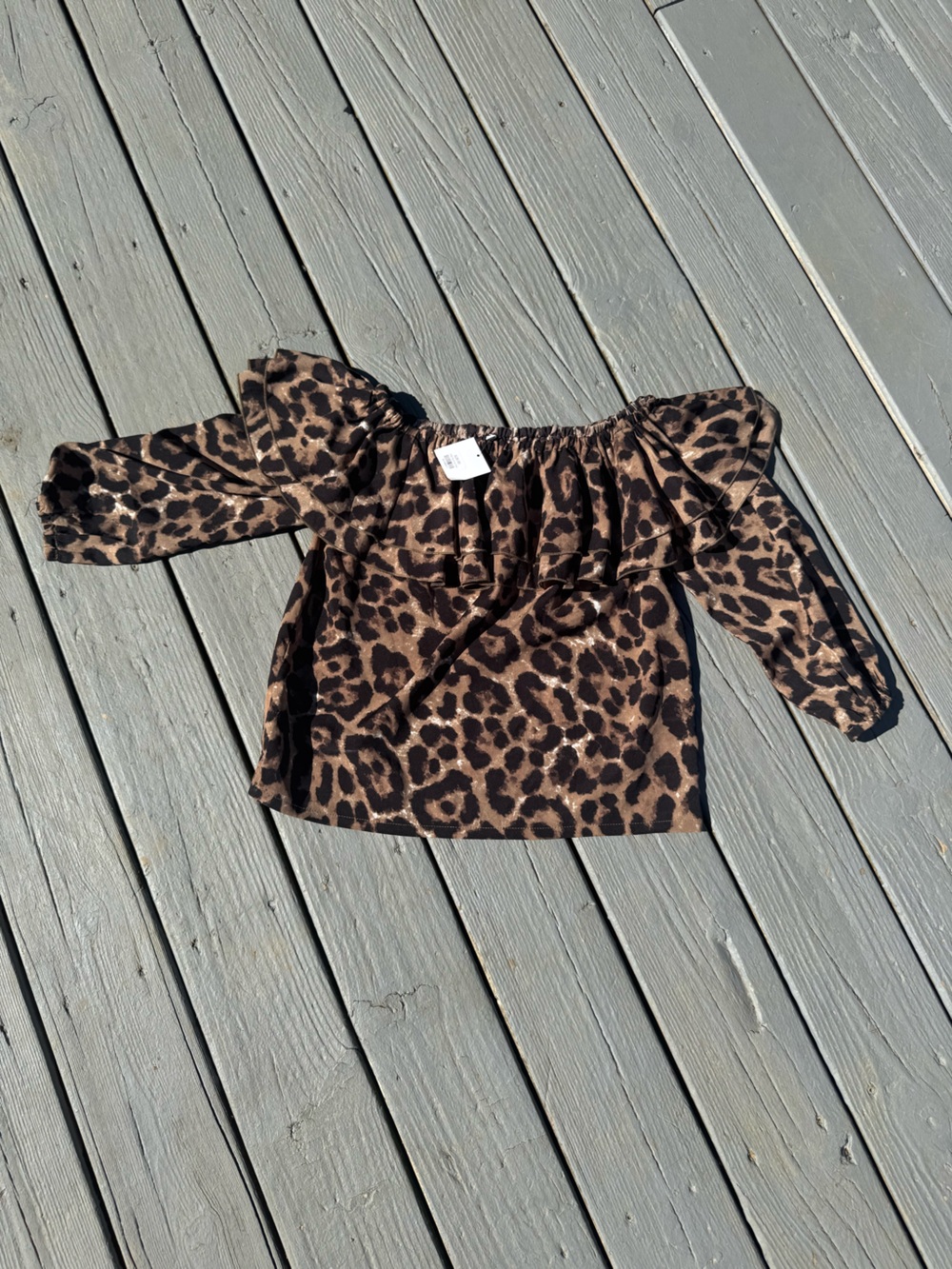 NWT Leopard Print Off-Shoulder Women’s Top - Brown
